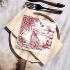 Luxury Personalized Dog Wedding Napkins, Custom Wedding Cocktail Napkins, Blue Floral Cocktail Napkin, Personalized Paper Napkin for Birthday, Engagement Party, Bridal Shower