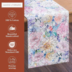 Maison d' Hermine Table Runner 100% Cotton Double Layer Table Runners 72 inches Long Decorative for Kitchen Dining Party Baby Shower Wedding Bridal Shower Spring Summer (Floral Love, 14.50" x 72")