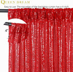 Red Sequin Backdrop 4 Panels 2FTx8FT Christmas Party Backdrop Curtains Photo Background Drapes Glitter Birthday Bridal Backdrop Drapes