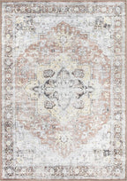 Bloom Rugs Washable Non-Slip 5' x 7' Rug - Blush/Beige Traditional Medallion Area Rug for Living Room, Bedroom, Dining Room, and Kitchen - Exact Size: 5' x 7'