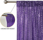 Sugargirl Purple Sequin Backdrop Curtain 4 Panels 2FTx8FT Glitter Purple Background Drapes Sparkle Photography Backdrop for Party Wedding Birthday Wall Decoration