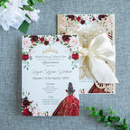 20 PCS 5.12x7.2 Butterfly Personalized Quinceanera Invitation, Customized XV Anos Laser Cut Invitation Cards with Envelopes (20 PCS Light Gold Personalized)