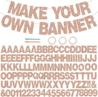BEISHIDA 116 PCS A-Z Glitter Rose Gold DIY Letter Banner Kit Make Your Own Banner，Including 111 Letters and Numbers 3 Rope and 2 Threading Device,Customized for Birthday Graduation Wedding Party Decor