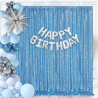 Baby Blue Sequin Backdrop Curtain 8ft x 8ft Sequin Glitter Background for Weddding Party Baby Shower Decorations