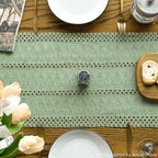 Artoid Mode Light Green Farmhouse Woven Rustic Hollow Table Runner, Seasonal Holiday Hollow Kitchen Dining Table Decoration for Home Party Decor 12x48 Inch