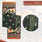 Maison d' Hermine Table Runner 100% Cotton Double Layer Table Runners 108 inches Long for Thanksgiving Christmas Decorations Home Kitchen Dining Wedding (Pumpkin Garden - Dark Green, 14.5" x 108")