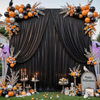 10x10 ft Black Glitter Backdrop Curtain for Parties, Wrinkle Free Satin Photo Backdrop Drapes 2 Panels 5x10FT Shimmer Back Drop Cloth for Wedding Birthday Halloween Photography Background Decor