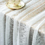 Lace Tablecloth Leaf Pattern Warp Knitting Fabric Solid White Rectangle/Oblong Table Cover for Kitchen Dining Farmhouse Wedding Party Decor Ivory, 55x120 Inch