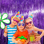 BTSD-home Purple Foil Fringe Curtain, Metallic Photo Booth Backdrop Tinsel Door Curtains for Wedding Birthday Bridal Shower Baby Shower Bachelorette Christmas Party Decorations(4 Pack, 8ft x 3ft)