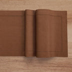 Solino Home Linen Brown Table Runner 72 Inches Long - 100% Pure Linen Hemstitch Table Runner 14 x 72 Inch for Dresser, Dining, Fall, Autumn, Thanksgiving - Classic Hemstitch