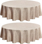 Fitable Faux Linen Round Tablecloths 60 Inches - 2 Pack Neutral Table Clothes Faux Burlap Table Covers for Kitchen, Dining, Party, Farmhouse, Picnic (Great for 20"-48" Round Tables, Nature)