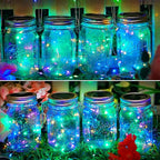 SunKite Solar Mason Jar Lights, 12 Pack 30 LED Waterproof Fairy Firefly Jar Lids String Lights with Hangers(NO Jars), Patio Yard Garden Wedding Decoration - Multicolored1