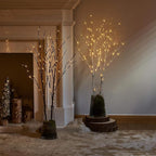 LITBLOOM Lighted White Twig Branches 32IN 100 LED with Timer Battery Operated, Artificial Tree Branch with Warm White Lights for Holiday Xmas Home Decoration Indoor Outdoor Decor