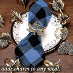 6-Piece Metal Napkin Rings - Antique Gold Harvest Leaf Napkin Rings - Decorative Table Accents for Holiday Party, Dinner, Family Gatherings, Table Décor Weddings & Everyday Use - ALPHA Living HOME