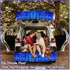 4 Pack 10 Feet Glitter Royal Blue Parade Float Decorations for Trailer Car, Glitter Foil Fringe Metallic Tinsel Streamers Banner Garland for Graduation Weeding Homecoming Birthday Party(Glitter-Blue)