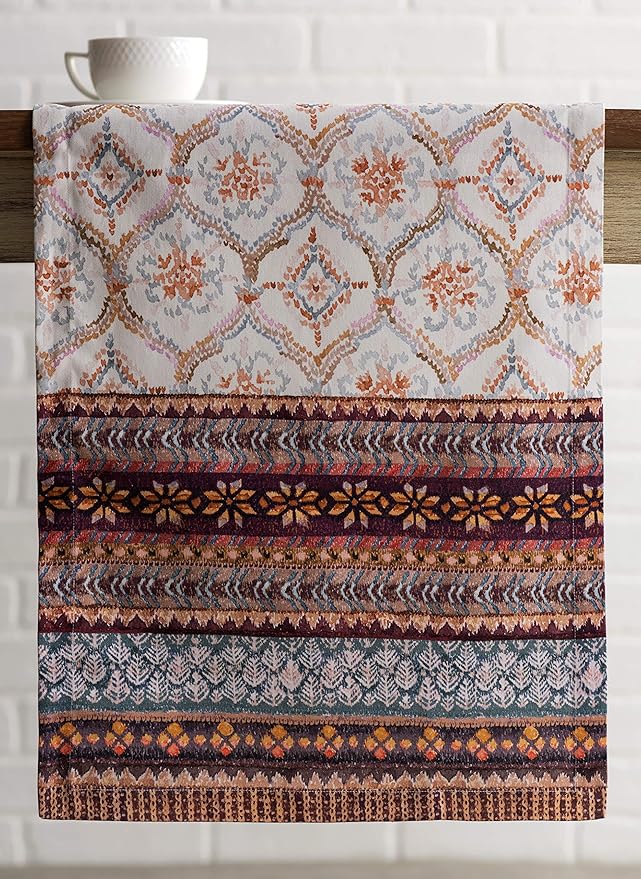 Maison d' Hermine Table Runner 100% Cotton Single Layer Table Runners 60 inches Long for Thanksgiving Christmas Decorations Home Kitchen Dining Party Wedding (Fair Isle, 14.5" x 60")