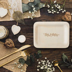 Mr. and Mrs. Disposable Wedding Plates – Rustic, Compostable Alternative to Plastic Plates for Wedding Receptions, Engagement Parties, and Rehearsal Dinners (Salad/Dessert, 50-Pack)