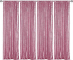 Sugargirl Pink Sequin Backdrop Curtain 4 Panels 2FTx8FT Glitter Pink Background Drapes Sparkle Photography Backdrop for Party Wedding Birthday Wall Decoration