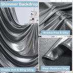 40x10 ft Wrinkle Free Black Silver Sequin Backdrop Curtain for Parties,Thick Not Fall Glitter Wedding Backdrop Drapes,8 Panels 5x10ft Shimmer Photo Back Drop Cloth for Birthday Photography Background