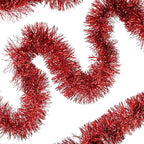 32.8 Ft Red Christmas Tinsel Garland Metallic Shiny Tassle Banner Wall Hanging Tinsel Streamers Backdrop for Christmas Holiday Birthday Party Supplies Indoor Outdoor Ornaments Home Decor
