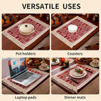 Placemats Set of 4,Christmas Tree Placemat with Tassel Fringe,Gift Placemats for Coffee Table Western Restaurant