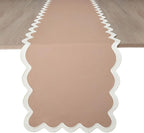 Folkulture Table Runners | Fall Table Runner 108 inches Long | Scallop Table Runner for Fall Decor or Boho Decor | Brown Table Runners for Dining Room | Thanksgiving Decorations for Home