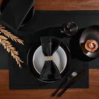 Cotton Linen Table Runner 90 Inches Long – Farmhouse Black Table Runner for Spring, Summer, Wedding Decoration, Gift – Machine Washable Fabric Dining Runner – Eva