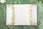 PONATIA 50 PCS Vellum Jackets for 5x7 Invitations- 135gsm Gold Foil Print Floral Printed Vellum Sleeves, Quinceanera Wedding Invitation Cards Wraps, Transparent Christmas Gift Cards Jackets
