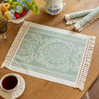 Placemats Set of 4,Waterproof Placemat with Tassel Fringe,Boho Placemats for Coffee Table Western Restaurant