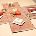 Chardin home Natural Jute Table Runner 13x48 Inch – Vintage Boho Rustic Table Decor – Handwoven Table Runner in Natural Jute and Rust Orange – Farmhouse Dining or Console Table Accent