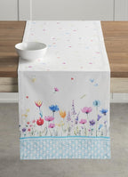 Maison d' Hermine Table Runner 100% Cotton Double Layer Table Runners 108 inches Long Decorative for Home Kitchen Dining Party Wedding Bridal Shower Spring Summer (Flower in The Field, 14.50" x 108")