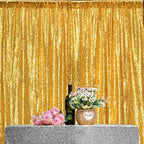 JYFLZQ Gold Sequin Backdrop Curtains 2ft x 8ft 4 Panel Glitter Photo Booth Backdrops Sparkly Photography Background Drapes for Parties Wedding Bridal Showers