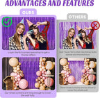 BTSD-home Purple Foil Fringe Curtain, Metallic Photo Booth Backdrop Tinsel Door Curtains for Wedding Birthday Bridal Shower Baby Shower Bachelorette Christmas Party Decorations(4 Pack, 8ft x 3ft)