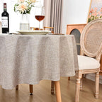 Fitable Faux Linen Round Tablecloths 90 Inch, 6 Pack - Fabric Textured Table Clothes for Round Folding Tables, Washable Neutral Table Covers for Wedding, Party, Banquet, Birthday, Nature Color