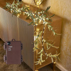 Birchlitland Lighted Olive Garland Battery Operated with Timer 6FT 96 LED Fairy Lights, Faux Vine with Lights for Mantel Fireplace Wall Patio Wedding and Holiday Decor