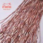 Rose Gold Tinsel Curtain Party Backdrop - GREATRIL Foil Fringe Curtain Streamers for Bachelorette Party Decorations Bride Be Party Streamers 2 Packs (Rose Gold)
