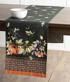 Maison d' Hermine Table Runner 100% Cotton Double Layer Table Runners 108 inches Long for Thanksgiving Christmas Decorations Home Kitchen Dining Wedding (Pumpkin Garden - Dark Green, 14.5" x 108")