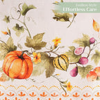 Maison d' Hermine Table Runner 100% Cotton Single Layer Table Runners 108 inches Long for Thanksgiving Christmas Decorations Home Kitchen Dining Wedding (Pumpkin Garden - Cloudy Cream, 14.5" x 108")