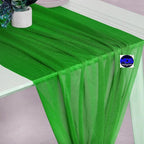 MDS 2 Pack 14ft Chiffon Table Runner 29 x 170 Inches Sheer Wedding Runner Romantic Rustic Table Runner for Wedding Decorations, Birthday Parties, Bridal Shower Party Arch Decor - Green