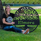 RealSteel Personalized Metal Wall Art - Custom Tree of Life Design with Family Name - Circular Metal Sign - Personalized Wedding, Anniversary, or Housewarming Gift (18")