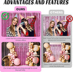 BTSD-home 10 Pack Pink Foil Fringe Curtain, Metallic Photo Booth Backdrop Tinsel Door Curtains for Wedding Birthday Bridal Shower Baby Shower Bachelorette Christmas Party Decorations(8ft x 3ft)