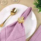 Set of 12 Maple Leaf Napkin Rings - Handcrafted Aluminum Napkin Holders for Cloth & Paper Napkins, Elegant Table Décor for Weddings, Thanksgiving, Christmas & Holiday Parties (Gold) - CLEENTABLE