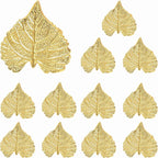 Elegant Handcrafted Leaf Napkin Rings - Set of 12 Premium Aluminum Holders for Dinner Parties, Weddings, Special Occasions & Everyday Dining (Gold) - CLEENTABLE