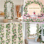 Naidiler Full Pink Flower Garland, 6.2FT Artificial Rose Floral Vine Pretty Spring Pink Flower Garland for Wedding Arch Decor Home Backdrop Wall Table Centerpiece Valentines Decoration