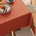 MIULEE Fall Tablecloth Burnt Orange Linen Cottton Table Cloth Rectangle Waterproof Spillproof Cross-Star Textured Decorative Farmhouse Style for Dining Party Weddings 52x70 Inch