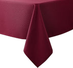 Biscaynebay Textured Fabric Christmas Rectangle Table Cloth 70x120 Inch, Burgundy Water Resistant Tablecloths for Dining, Kitchen, Wedding, Parties etc. Machine Washable