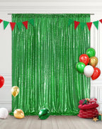 Eternal Beauty Green Sequin Backdrop, 8x10 Ft Glitter Background Curtains for Christmas Shimmer Photography Party Wedding Birthday Back Drop Decor