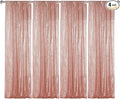 Sugargirl Rose Gold Sequin Backdrop Curtain 4 Panels 2FTx8FT Glitter Rose Gold Background Drapes Sparkle Photography Backdrop for Party Wedding Birthday Wall Decoration