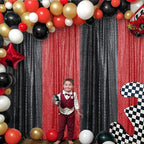 Sugargirl Red Sequin Backdrop Curtain 2 Panels 2FTx8FT Glitter Red Background Drapes Sparkle Photography Backdrop for Party Wedding Birthday Wall Decoration