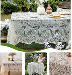 Lace Embroidered Tablecloth. Rectangle Lace Vintage Tablecloth Dustproof Table Protector for Kitchen Dining Room Party Banquet Home Picnic Wedding Decoration (Creamy White 90.5×53 inch)